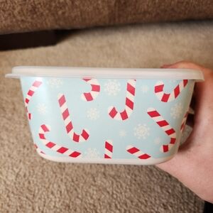 Christmas Bamboo Food Storage Container Candy Canes NWT 22oz